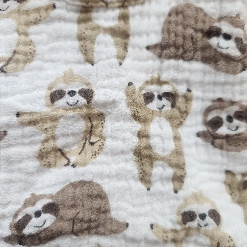 Infant Sloth Print Gauze Collared Cotton Romper, 18mos